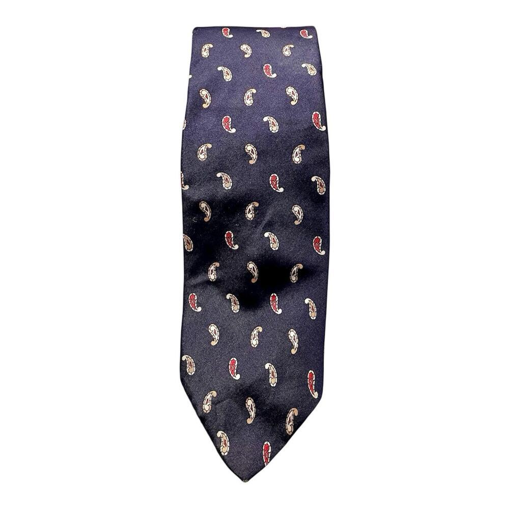 Vintage Christian Dior Cravates Necktie Men 57 Inch Navy Paisley 100% Silk